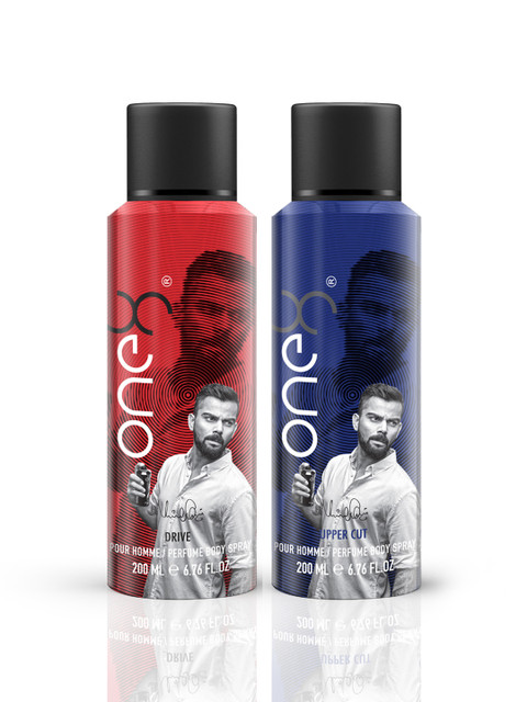 

One8 by Virat Kohli Men Set of 2 Deodorant Body Sprays - Upper Cut & Drive - 200 ml each, Red