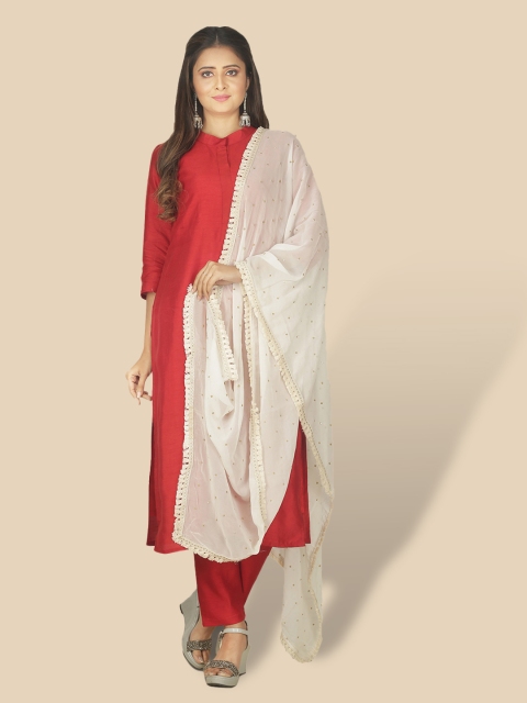 

Sanwara White Ethnic Motifs Woven Design Dupatta with Zari