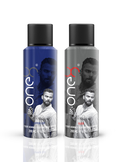 

One8 by Men Virat Kohli Set of 2 Deodorant Body Sprays - Upper Cut & Flick - 200 ml each, Grey