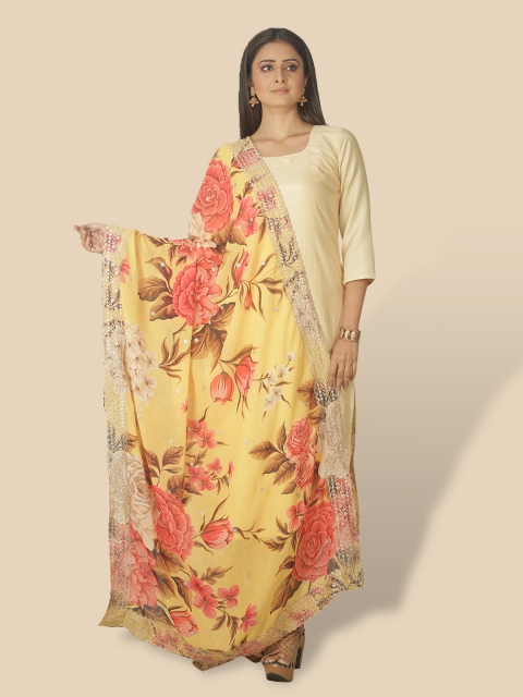 

Sanwara Yellow & Red Woven Design Dupatta with Zari