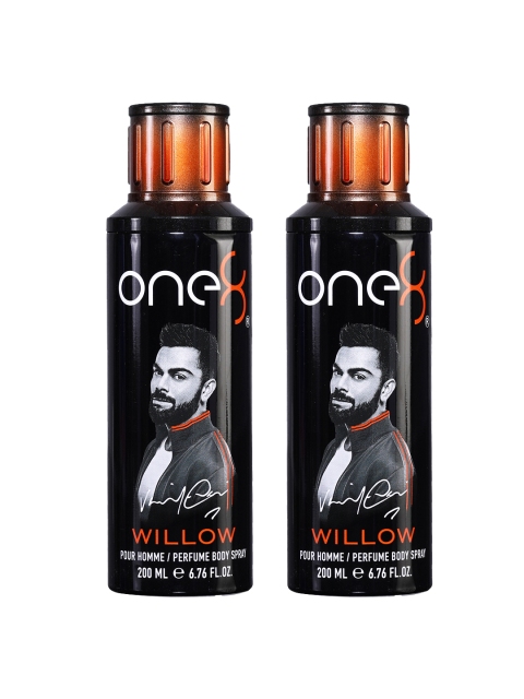 

One8 By Virat Kohli Men Set of 2 Willow Perfume Body Sprays - 200 ml each, Black