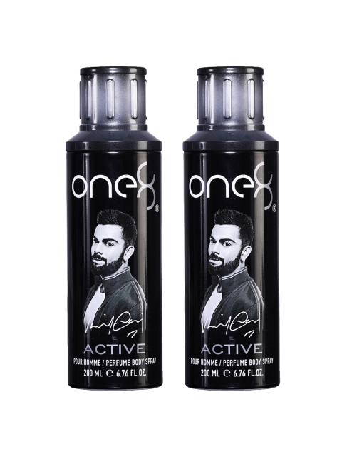 

One8 By Virat Kohli Men Set of 2 Active Perfume Body Sprays - 200 ml each, Black