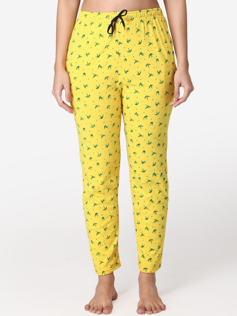 

ABELINO Women Yellow Printed Lounge Pants