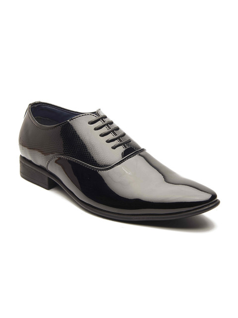 

MICHAEL ANGELO Men Black Solid Formal Derbys