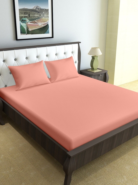 

Divine Casa Peach-Coloured 120 TC Queen Bedsheet with 2 Pillow Covers