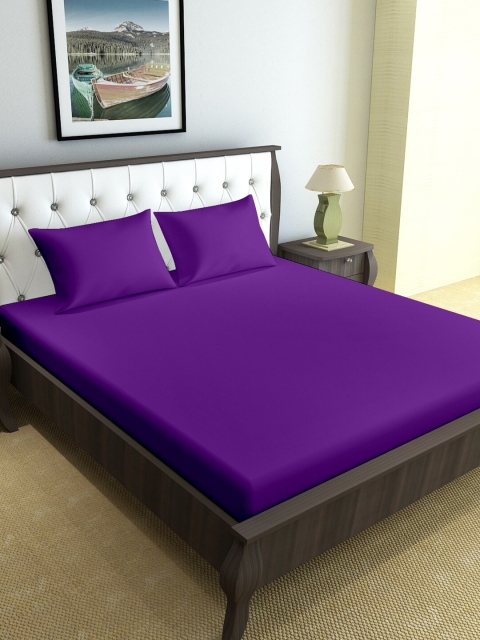 

Divine Casa Purple Solid 120 TC Double Queen Bedsheet With 2 Pillow Covers