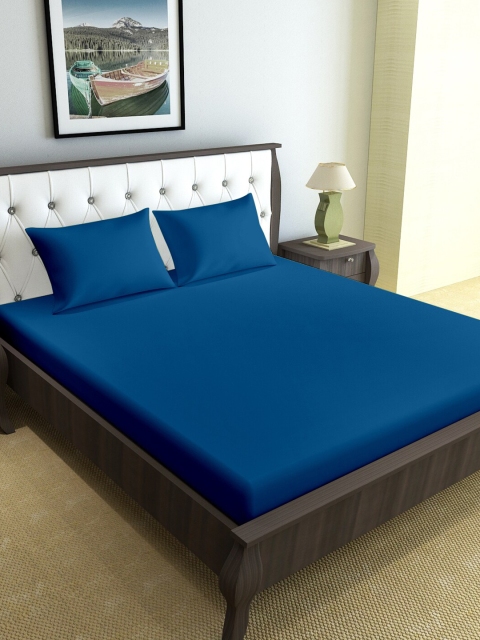 

Divine Casa Blue Solid 120 TC Queen Bedsheet with 2 Pillow Covers