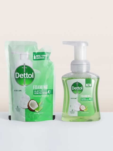 

Dettol Set of Aloe Coconut Foaming Handwash Pump 250 ml & Refill 200 ml, Green