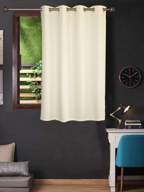 

Lushomes Cream-Coloured Sheer Heavy Polyester Waterproof Window Curtain