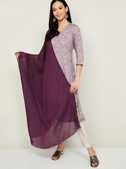 

Melange by Lifestyle Women Purple Poly Chiffon Dupatta