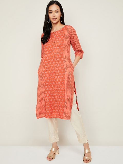 

Melange by Lifestyle Women Orange Ethnic Motifs Printed Kurta