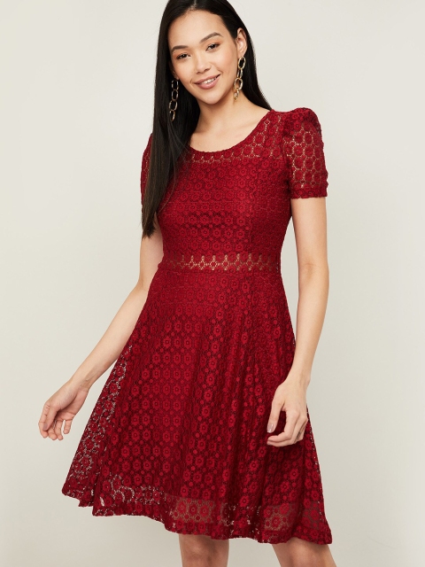 

CODE by Lifestyle Red Self Design Dress