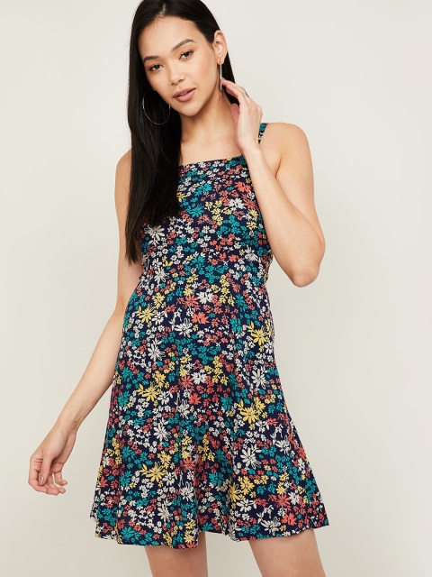 

Ginger by Lifestyle Navy Blue & Yellow Floral Dress