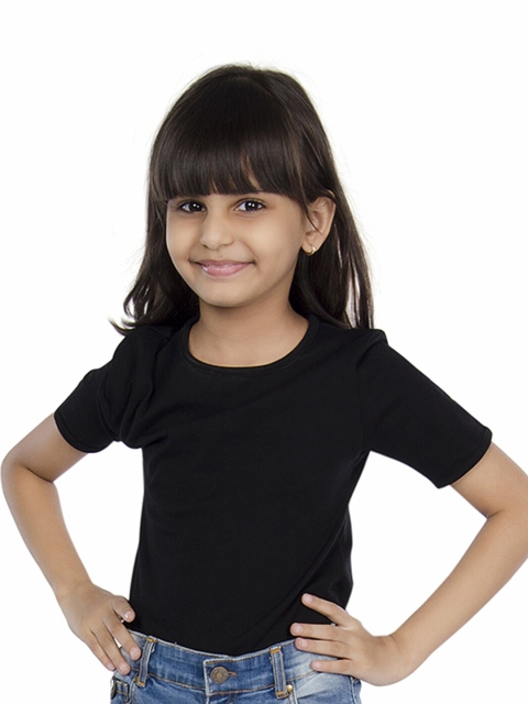 

Olele Girls Black Raw Edge T-shirt
