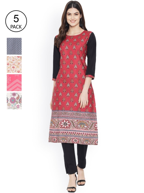 

Ethnic basket Women Multicoloured Ethnic Motifs Printed Patchwork Floral Crepe Kurta, Multi