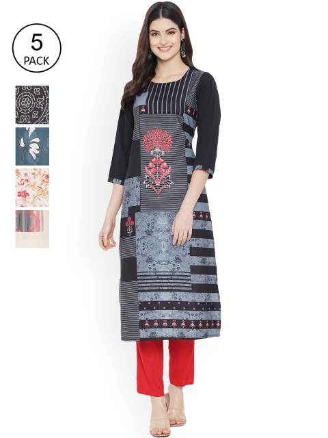 

Ethnic basket Women Multicoloured Geometric Printed Floral Crepe Kurta, Multi