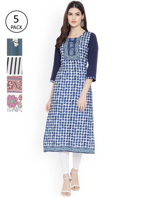 

Ethnic basket Women Multicoloured Floral Embroidered Keyhole Neck Floral Crepe Kurta, Multi