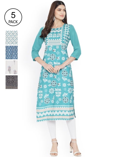 

Ethnic basket Women Multicoloured Geometric Printed Floral Crepe Kurta, Multi