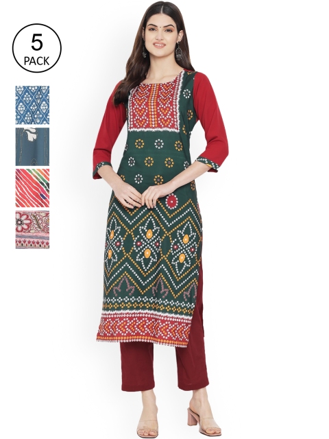 

Ethnic basket Women Multicoloured Geometric Printed Floral Crepe Kurta, Multi