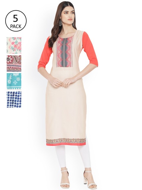 

Ethnic basket Women Multicoloured Ethnic Motifs Embroidered Floral Crepe Kurta, Multi
