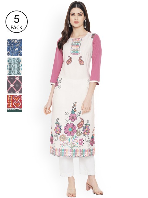 

Ethnic basket Women Multicoloured Printed Floral Crepe Kurta, Multi