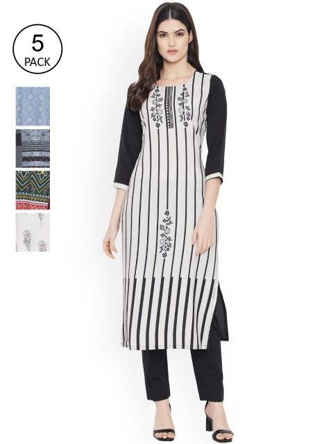 

Ethnic basket Women Multicoloured Floral Embroidered Gotta Patti Floral Crepe Kurta, Multi