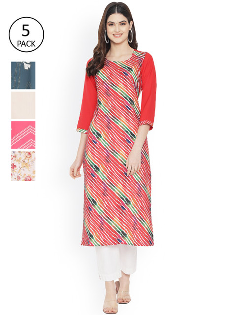 

Ethnic basket Women Multicoloured Floral Embroidered Keyhole Neck Floral Crepe Kurta, Multi