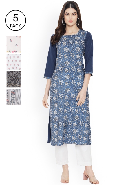 

Ethnic basket Women Multicoloured Geometric Printed Floral Crepe Kurta, Multi