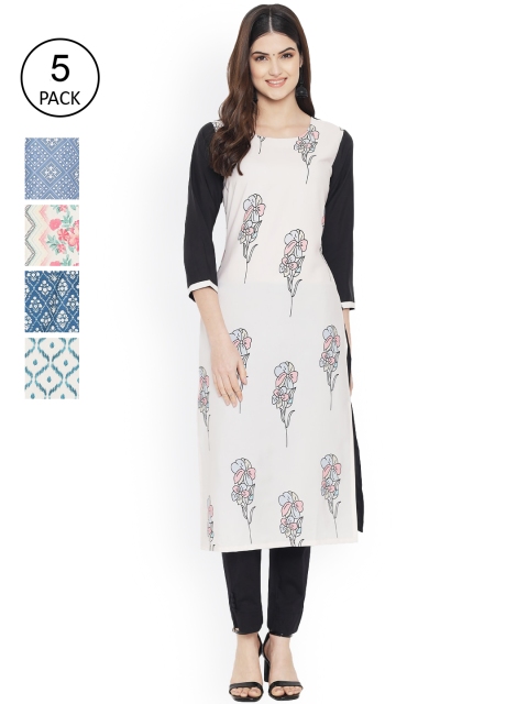 

Ethnic basket Women Multicoloured Geometric Printed Flared Sleeves Floral Crepe Kurta, Multi
