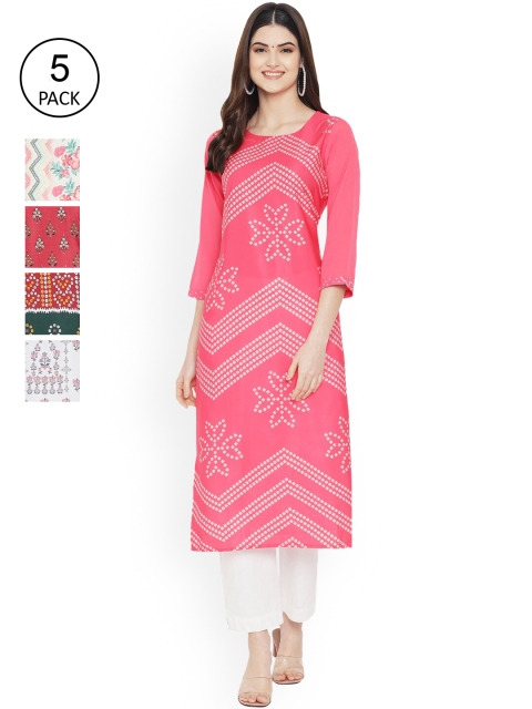 

Ethnic basket Women Multicoloured Ethnic Motifs Printed Thread Work Floral Crepe Kurta, Multi
