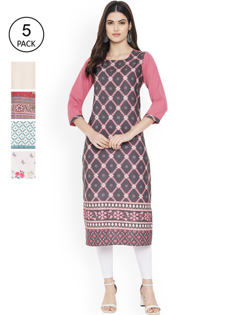 

Ethnic basket Women Multicoloured Ethnic Motifs Yoke Design Thread Work Floral Crepe Kurta, Multi