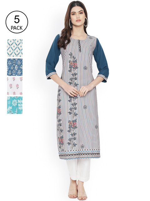 

Ethnic basket Women Multicoloured Floral Printed Extended Sleeves Floral Crepe Kurta, Multi