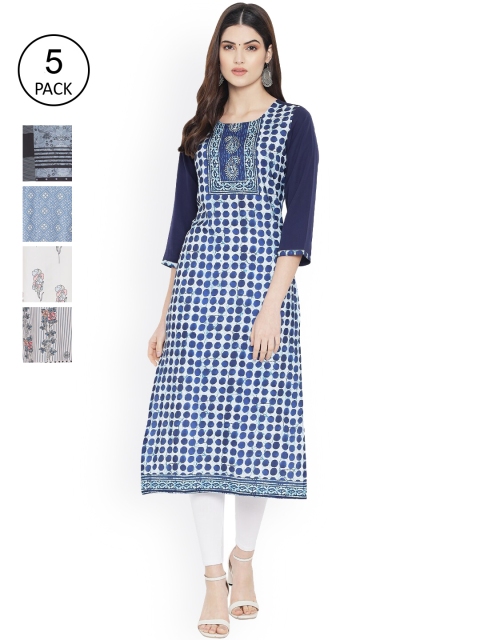 

Ethnic basket Women Multicoloured Tribal Printed Thread Work Floral Crepe Kurta, Multi