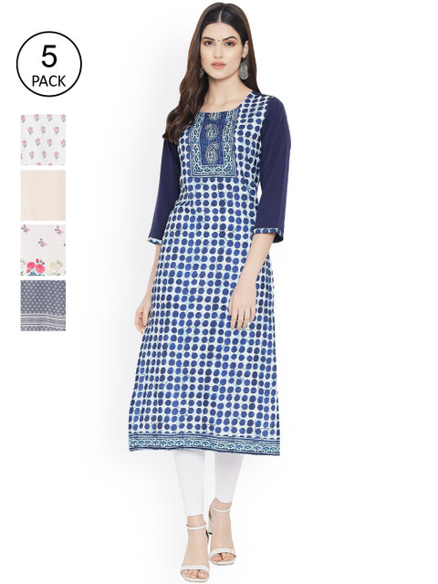 

Ethnic basket Women Multicoloured Floral Embroidered Thread Work Floral Crepe Kurta, Multi