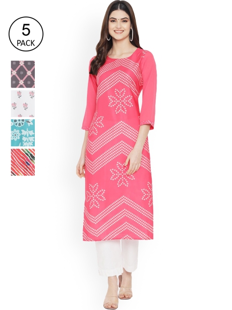 

Ethnic basket Women Multicoloured Printed Floral Crepe Kurta, Multi