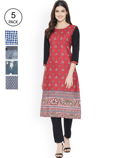 

Ethnic basket Women Multicoloured Ethnic Motifs Embroidered Flared Sleeves Thread Work Floral Crepe Kurta, Multi