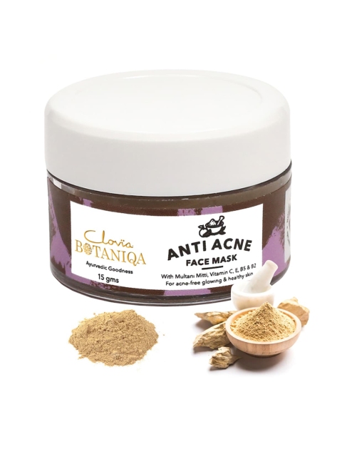 

Clovia BOTANIQA Anti-Acne Mini Face Mask with Fuller Earth & Vitamin E 15 g, Brown