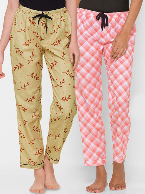 

FashionRack Women Beige & Pink Pack of 2 Cotton Lounge Pants