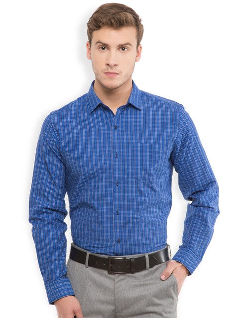 

Mark Taylor Men Blue & White Slim Fit Checked Formal Shirt