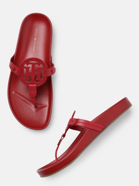 

Tommy Hilfiger Women Red Solid T-Strap Flats