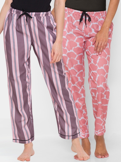 

FashionRack Women Pink & Peach Pack of 2 Cotton Lounge Pants