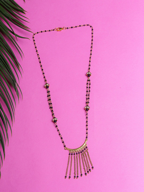 

DIVA WALK Gold-Plated Black Beaded Mangalsutra