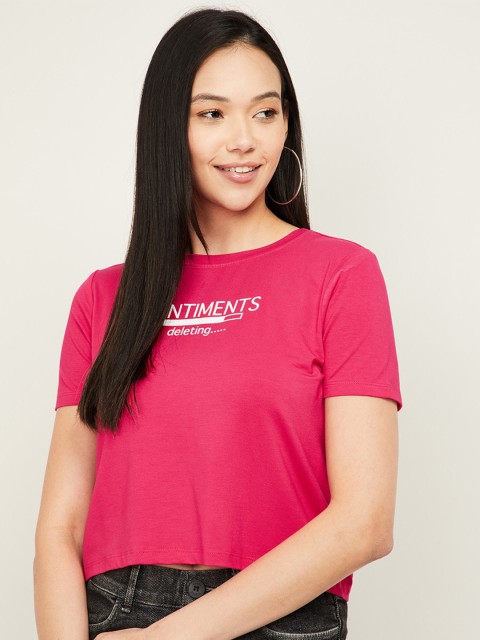 

Ginger by Lifestyle Pink Printed Crop Top