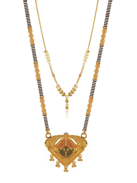

Brandsoon Set Of 2 Gold-Plated Black Beaded Mangalsutra