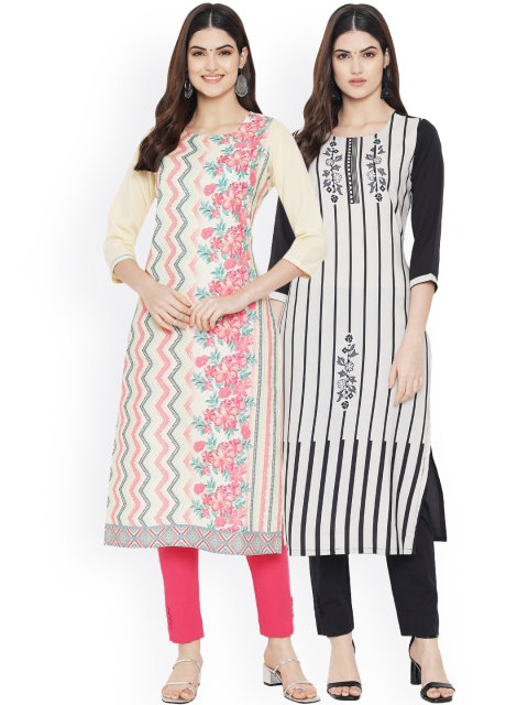 

Ethnic basket Women Multicoloured Ethnic Motifs Embroidered Floral Crepe Kurta, Multi