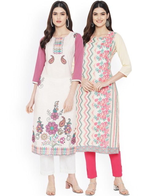 

Ethnic basket Women Multicoloured Ethnic Motifs Embroidered Floral Crepe Kurta, Multi