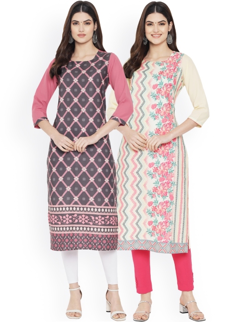 

Ethnic basket Women Multicoloured Ethnic Motifs Embroidered Floral Crepe Kurta, Multi