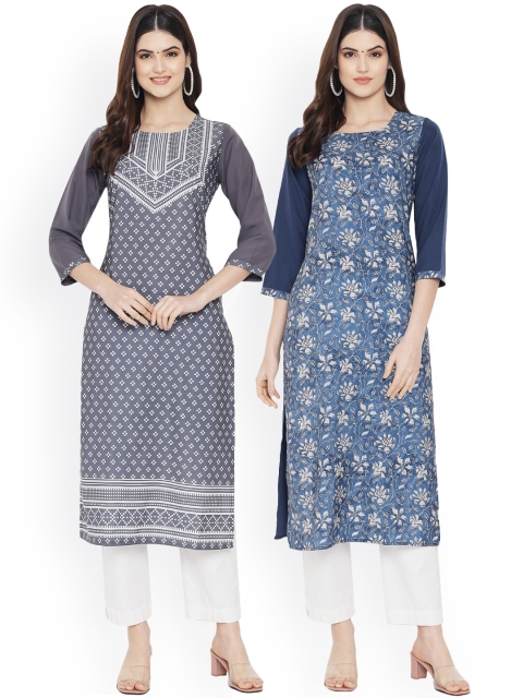 

Ethnic basket Women Multicoloured Printed Floral Crepe Kurta, Multi