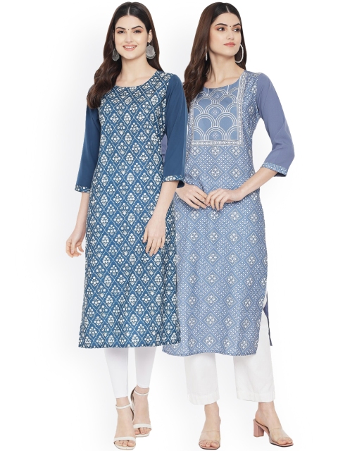 

Ethnic basket Women Multicoloured Geometric Printed Floral Crepe Kurta, Multi