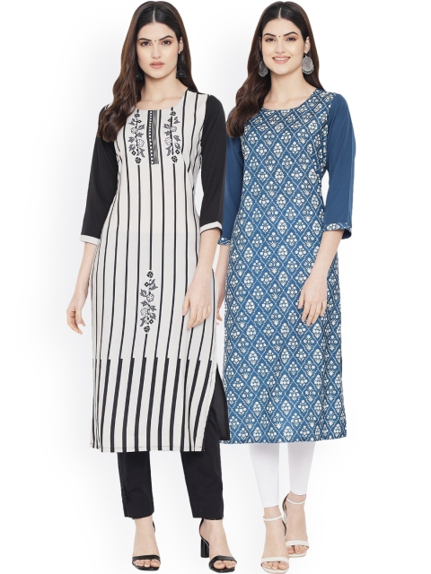 

Ethnic basket Women Multicoloured Geometric Printed Floral Crepe Kurta, Multi
